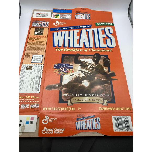 WHEATIES 1997 JACKIE ROBINSON MLB 50TH ANNIVERSARY COLLECTORS FLAT CEREAL BOX - Picture 2 of 4